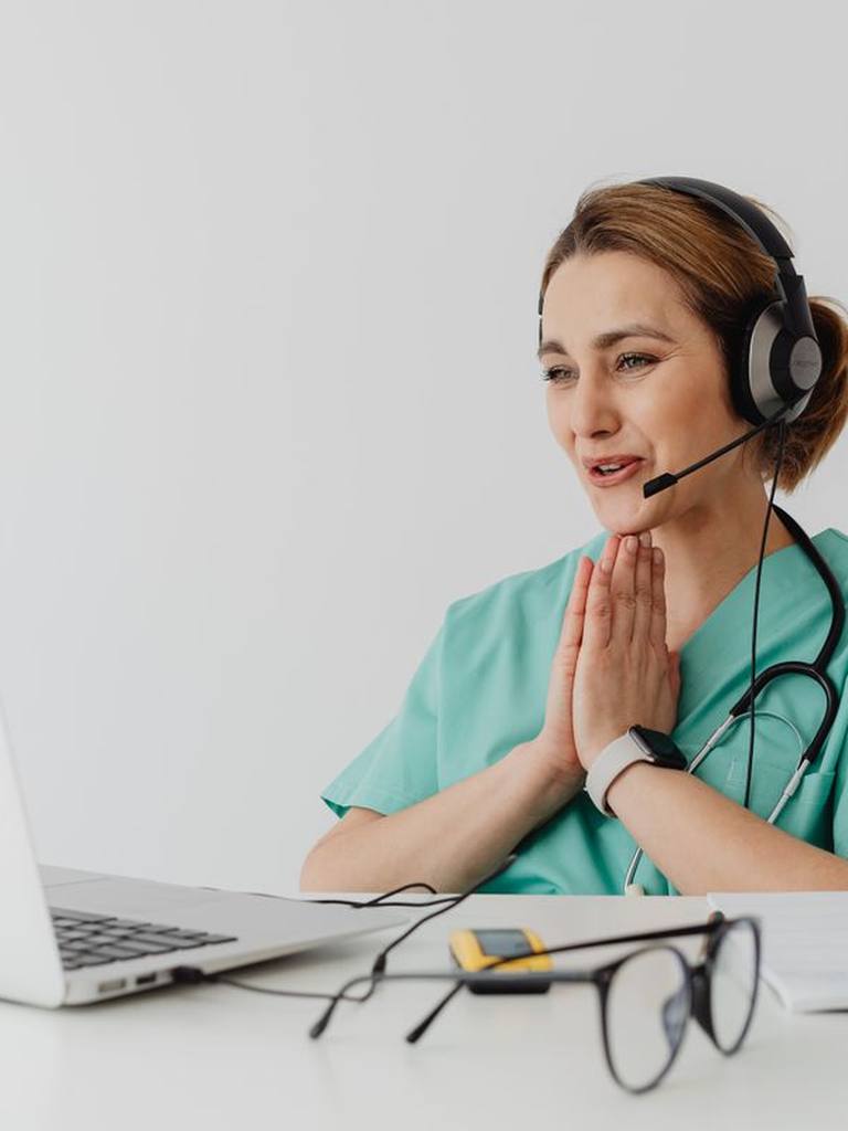 Professional nurse assisting with medical needs